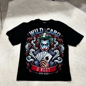 Black Graphic Tee - Wild Card Design